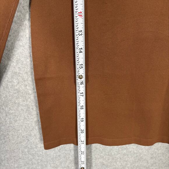 OQQ Shirt Womens Medium Brown Ribbed Basic Yoga Tight Base Layer Neutral Stretch - Picture 4 of 8